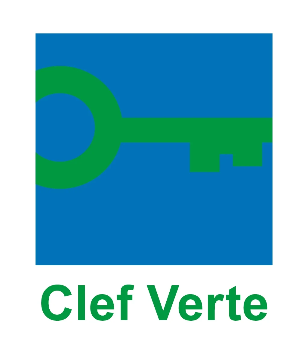 Logo Clef Verte sur fond bleu.